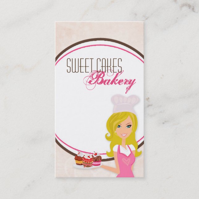 Blonde Baker sur Pink Brown Cakes Carte de visite (Devant)
