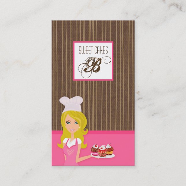 Blonde Baker sur Pink Brown Cakes Carte de visite (Devant)