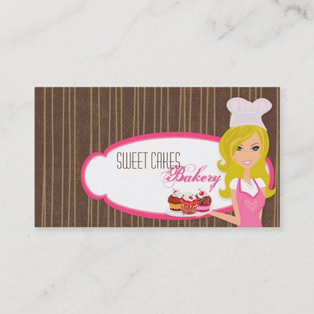 Blonde Baker sur Pink Brown Cakes Carte de visite (Devant)