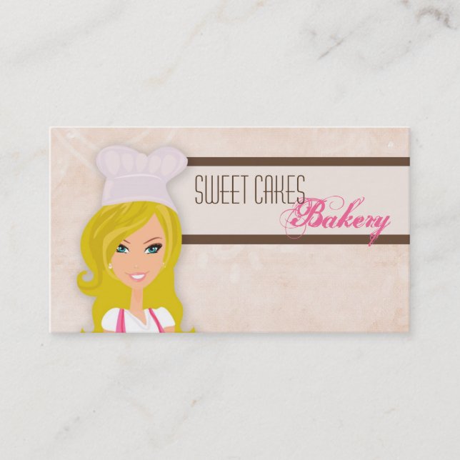 Blonde Baker sur Pink Brown Cakes Carte de visite (Devant)