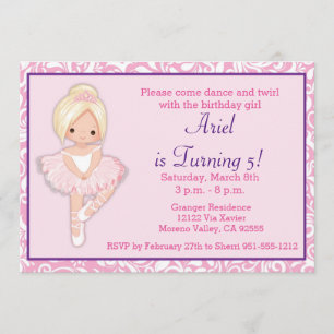 Blonde Ballerina Birthday Invitation