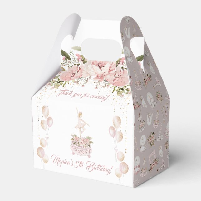 Blonde ballerina blush pink ballet birthday party favor box (Front Side)