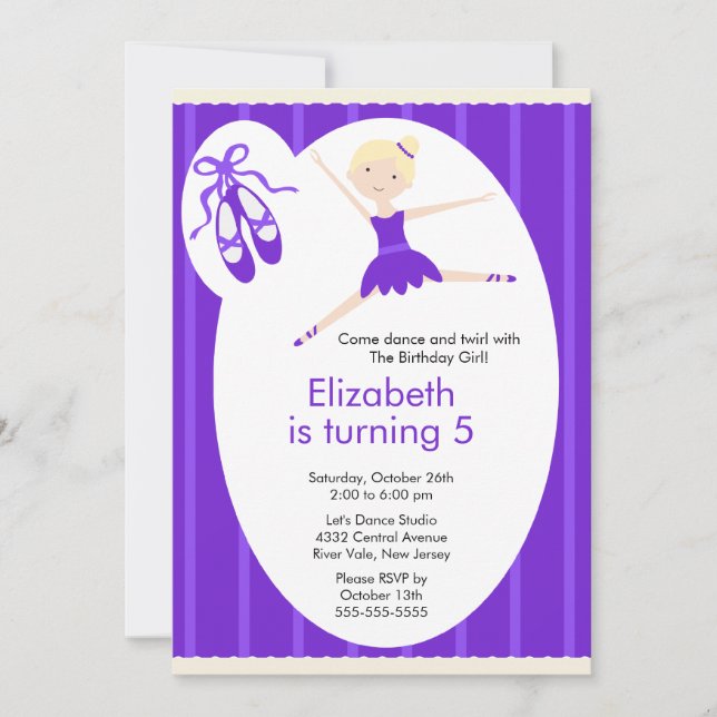 Blonde Ballerina Dance Anniversaire Invitation Vio (Devant)