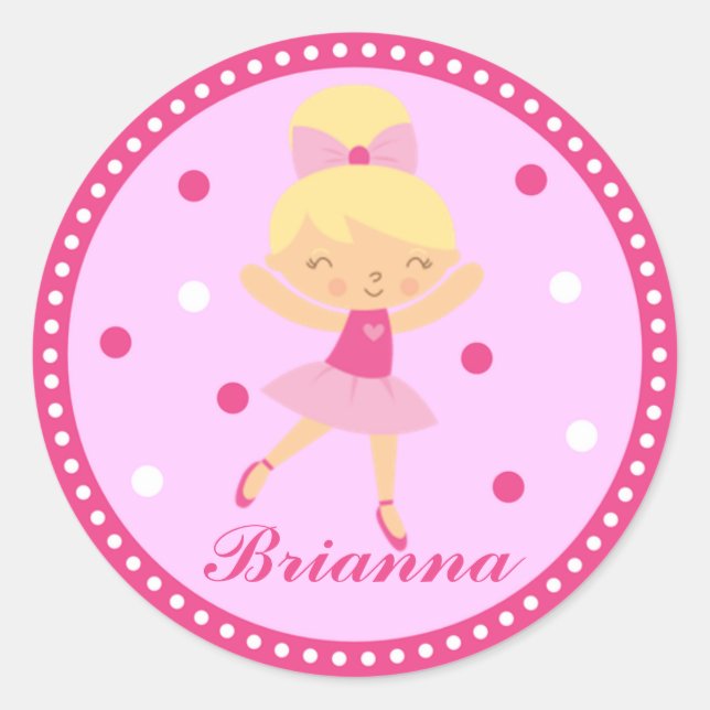 Blonde Ballerina Girl Sticker (pink) (Front)
