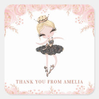 Blonde Ballerina in Black Dress Floral Birthday