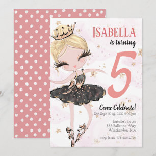 Blonde Ballerina Invitation de fête d'anniversaire