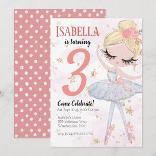 Blonde Ballerina Invitation de fête d'anniversaire