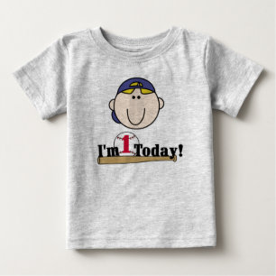 Blonde Baseball First Birthday Baby T-Shirt