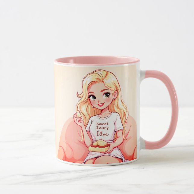 Blonde Beauty Ceramic Mug - Vibrant Yellow Hair (Droite)