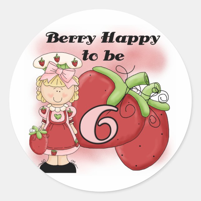 Blonde Berry 6th Birthday T-shirts and Gifts Classic Round Sticker (Front)