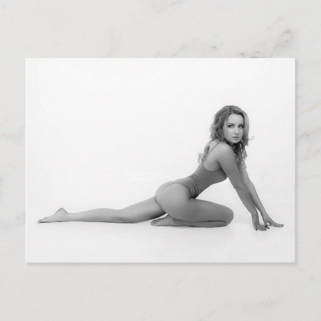  Blonde Bikini Babe B&W photo postcard (Front)