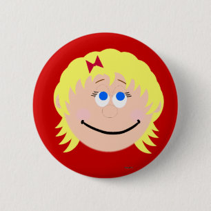 Blonde Blue Eyed Girls Face KAPSKIDS Bouton Badge