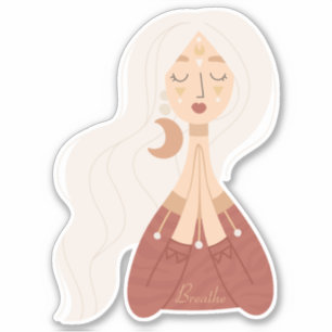 Blonde boho woman breathe affirmation personalized
