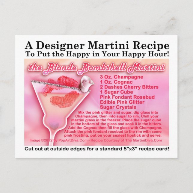 Blonde Bombshell Martini Recipe Postcard (Front)