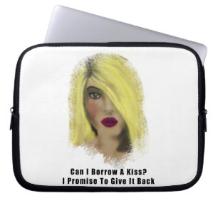 Blonde Bombshell Woman Borrow A Kiss Laptop Sleeve