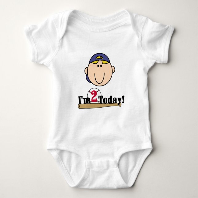 Blonde Boy Baseball 2nd Birthday Tshirts (Front)
