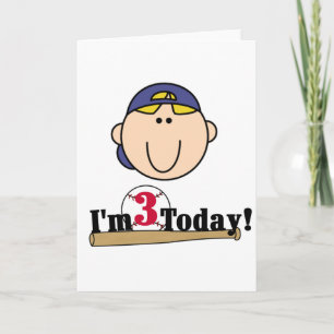 Blonde Boy Baseball 3rd Birthday Card
