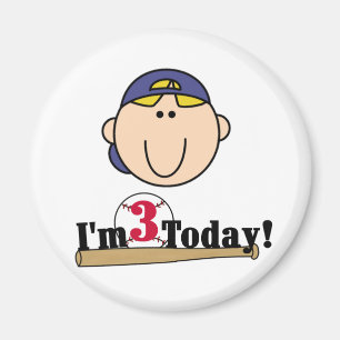 Blonde Boy Baseball 3rd Birthday Magnet