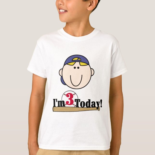 Blonde Boy Baseball 3rd Birthday T-Shirt (Front)