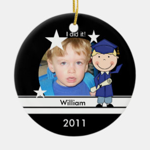 Blonde Boy Graduate Customized Photo Keepsake Ceramic Ornament