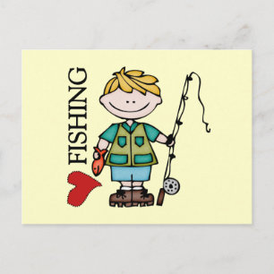 Blonde Boy I Love Fishing Postcard