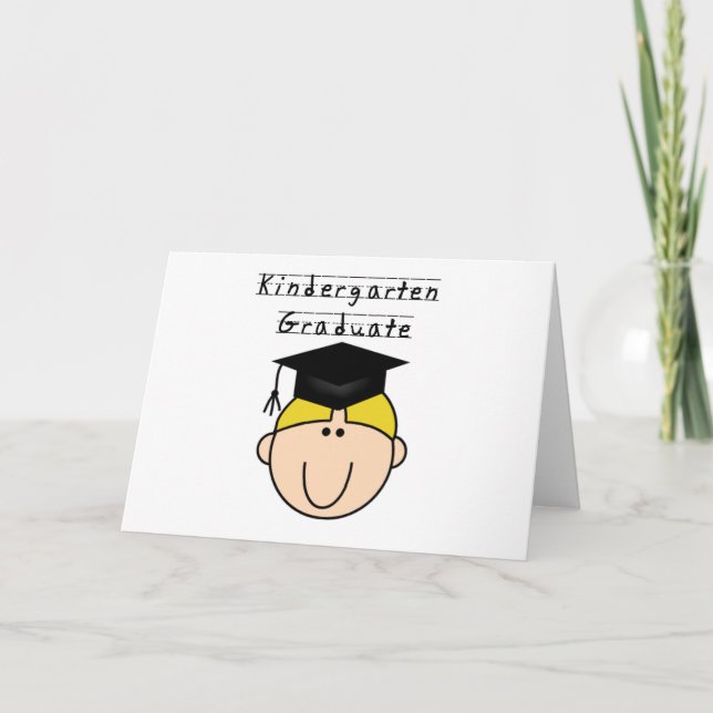 Blonde Boy Kindergarten Graduate Tshirts Card (Front)