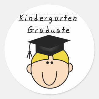 Blonde Boy Kindergarten Graduate Tshirts Classic Round Sticker