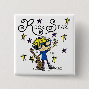Blonde Boy Rock Star 2 Inch Square Button