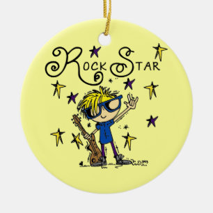 Blonde Boy Rock Star Ceramic Ornament