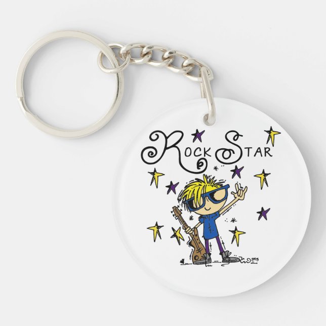 Blonde Boy Rock Star Keychain (Front)