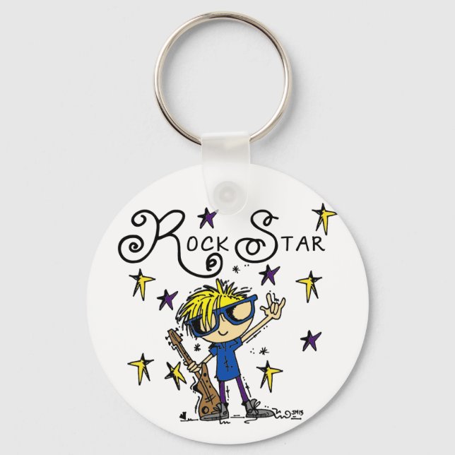 Blonde Boy Rock Star Keychain (Front)