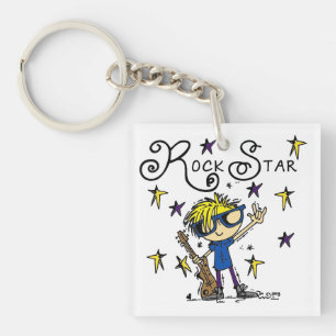 Blonde Boy Rock Star Keychain
