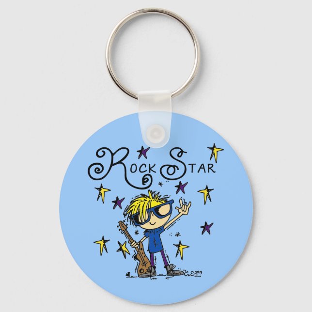 Blonde Boy Rock Star Keychain (Front)