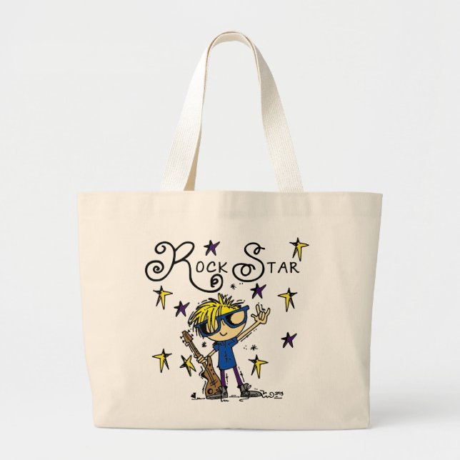 Blonde Boy Rock Star Large Tote Bag (Front)