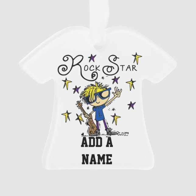 Blonde Boy Rock Star Ornament (Front)