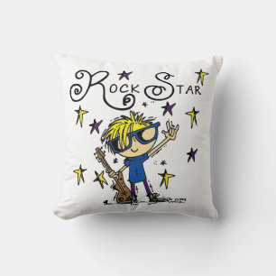 Blonde Boy Rock Star Throw Pillow
