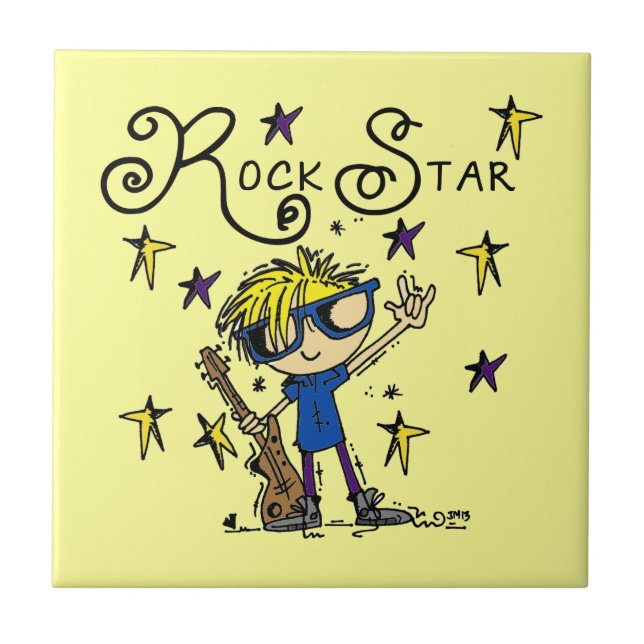 Blonde Boy Rock Star Tile (Front)