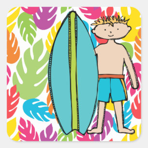 Blonde Boy Surfer Stickers