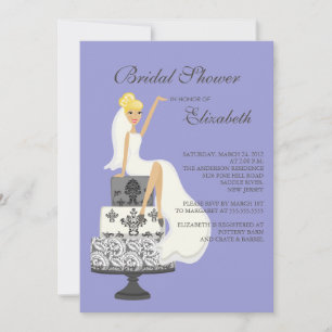 Blonde Bride Bridal Shower Invitation Purple Grey