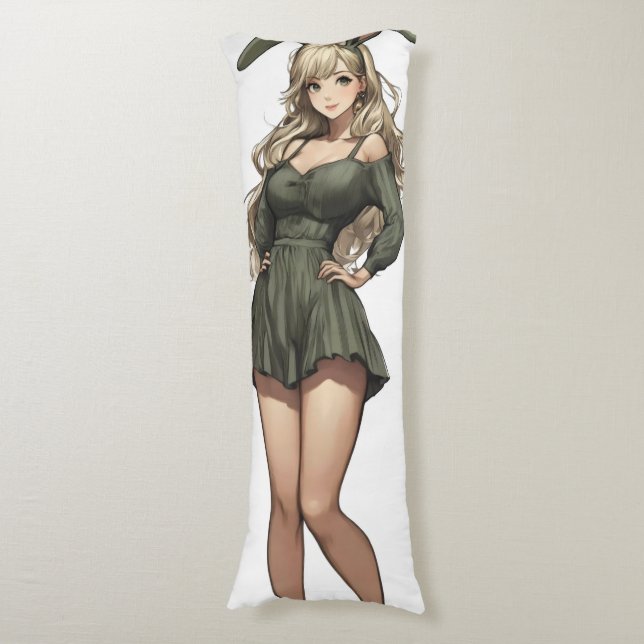 Blonde Bunny Girl Anime Body Pillow (Front Vertical)