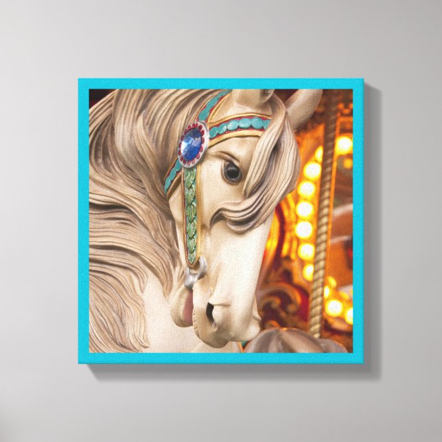 blonde carousel horse a beautiful face canvas print (Front)