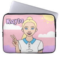 Blonde Cartoon Girl Pink School Student Pencil Cas