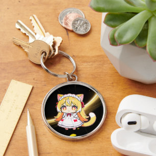 Blonde Chibi Catgirl in Midi Dress Keychain