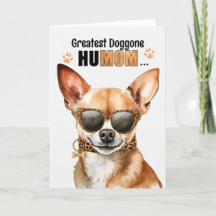 Blonde Chihuhua Dog Greatest HuMOM Mother's Day Holiday Card