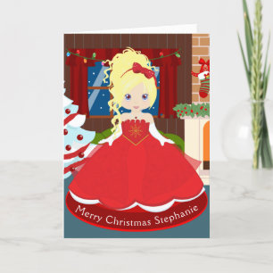 Blonde Christmas Princess Holiday Card