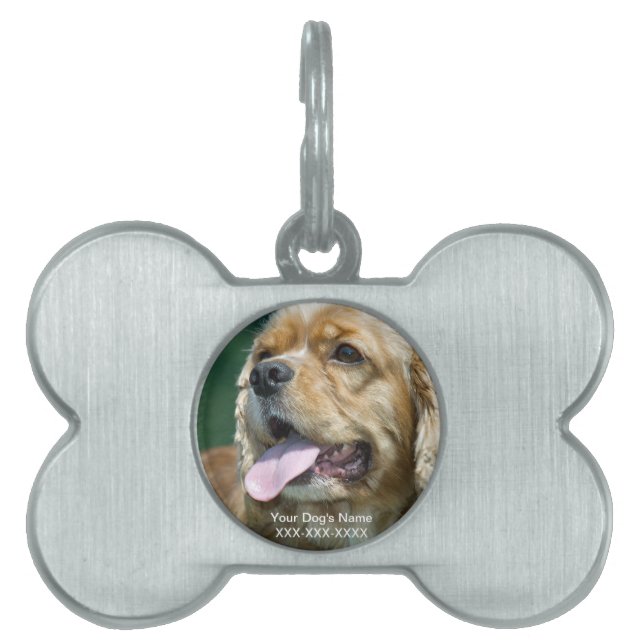 Blonde Cocker Customizable Pet Tag (Front)