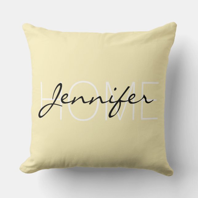 Blonde colour home monogram throw pillow (Front)