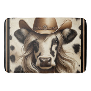 Blonde Country Cow Girl Funny Bath Mat