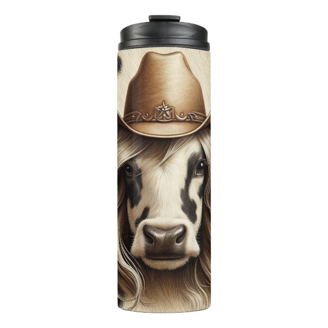 Blonde Country Cow Girl Funny Thermal Tumbler (Front)