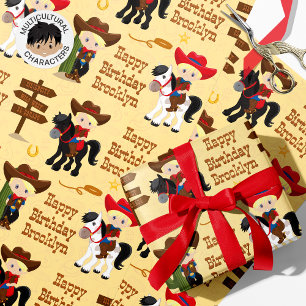 Blonde Cowboy Personalized Wrapping Paper